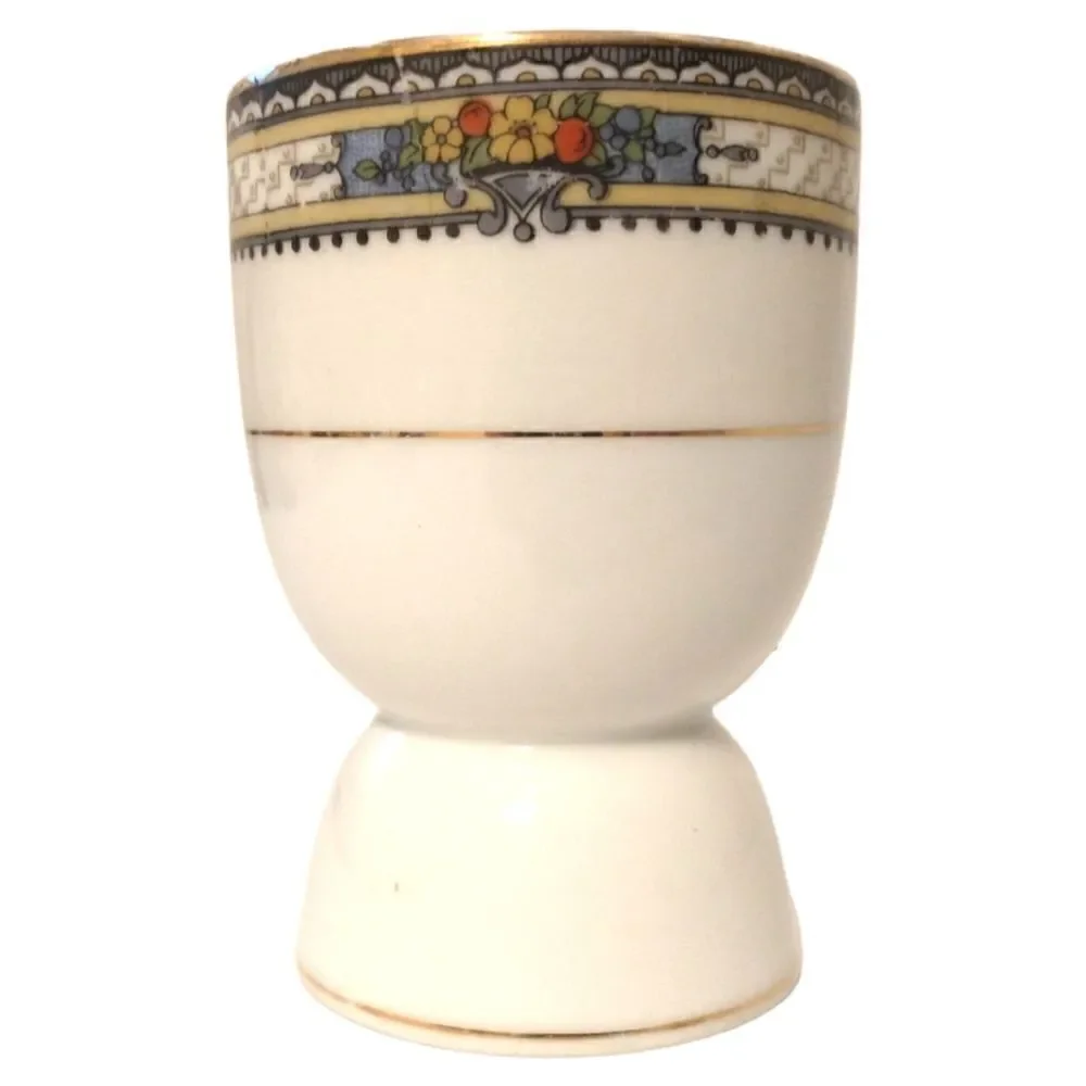 1 Vtg Noritake Lavista Egg Cup Holder Hand Painted Japan Porcelain Art‎ Deco